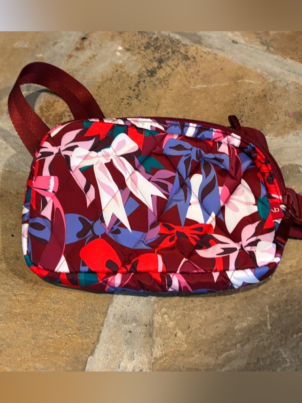 Vera Bradley Floral Quilted crossbody- Burgundy Pink Red Bows